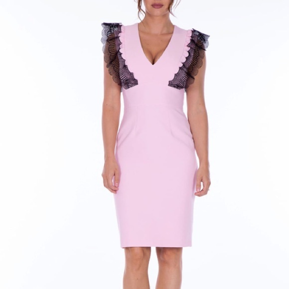 🆕 Mellaris Sofia Dress Pale Pink With Lace - Picture 4 of 16